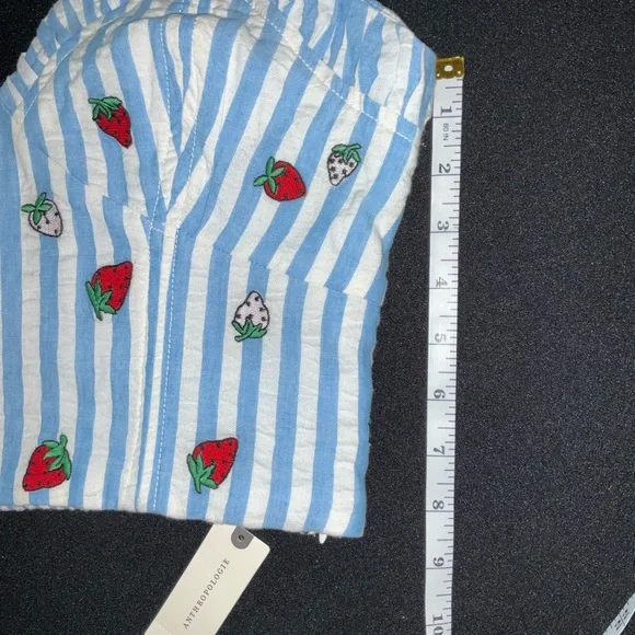 Anthropologie Blue and White Ruffled Bustier Crop Top - Picture 11 of 12